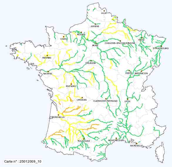 Carte de vigilance des crues (25/01/09)