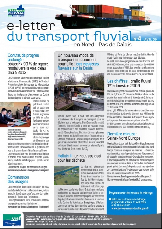 e-letter du transport fluvial N-PdC (VNF)