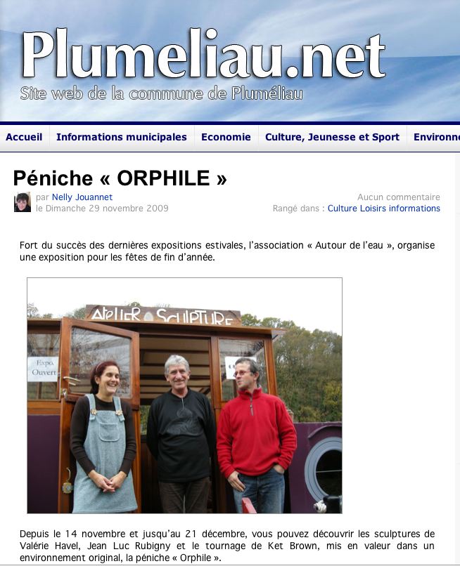 Les sculpteurs de la péniche "Orphile" (Pluméliau)