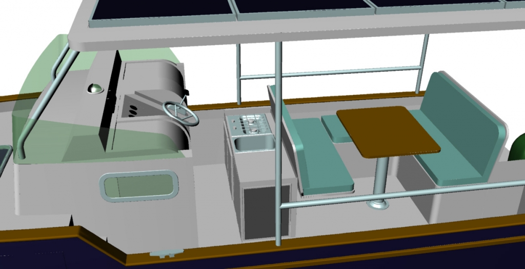 Aménagement du cockpit du "Solargoal"