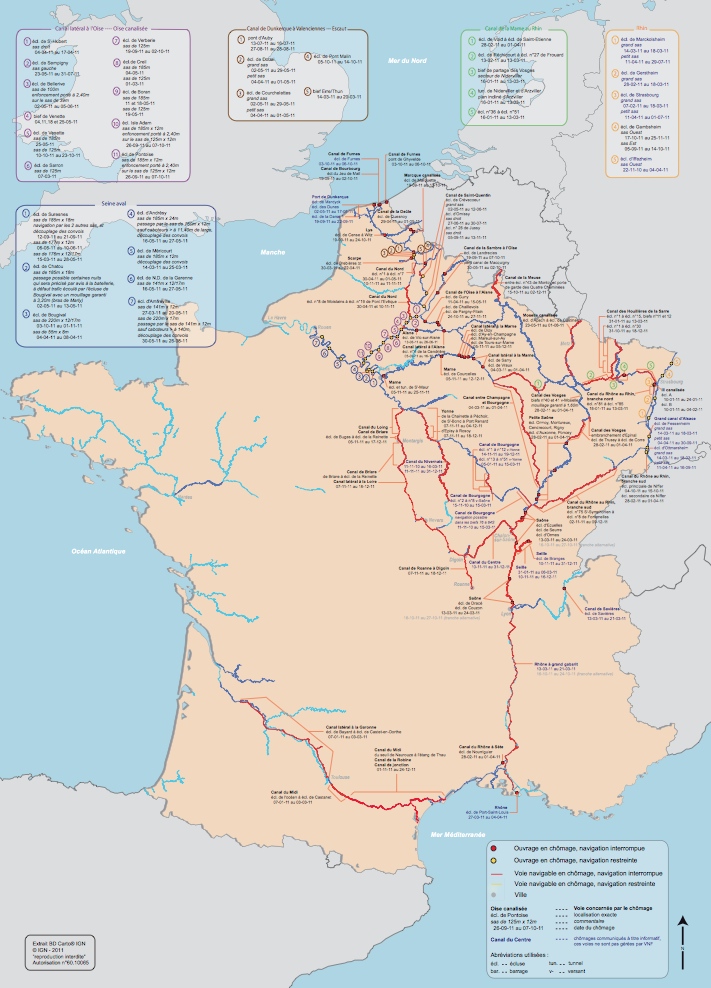 La carte des chômages 2011 du réseau VNF