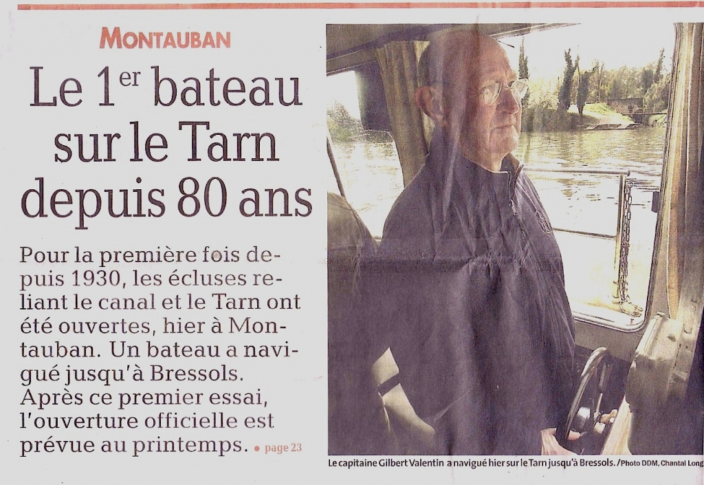 Gilbert Valentin sur le Tarn (La Dépêche - 19 nov. 2010)