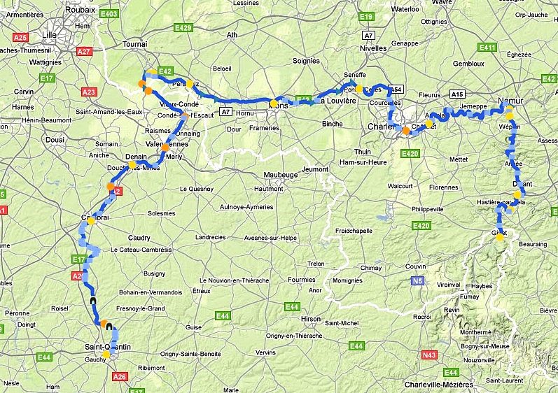 Le trajet le plus rapide de St Quentin à Givet (Fluviacap)