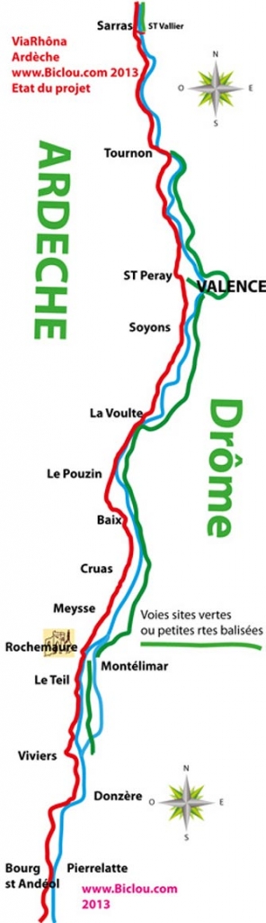 Le tracé de la ViaRhôna (CG Ardèche)