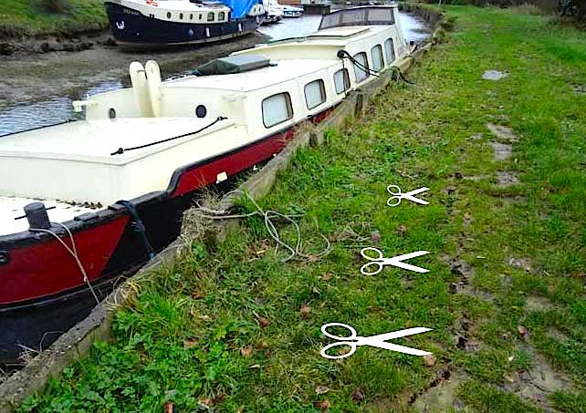 À Buzet, le chômage du canal de Garonne a fragilisé la rive qui menace de s'effondrer (Photo B.Chanal)