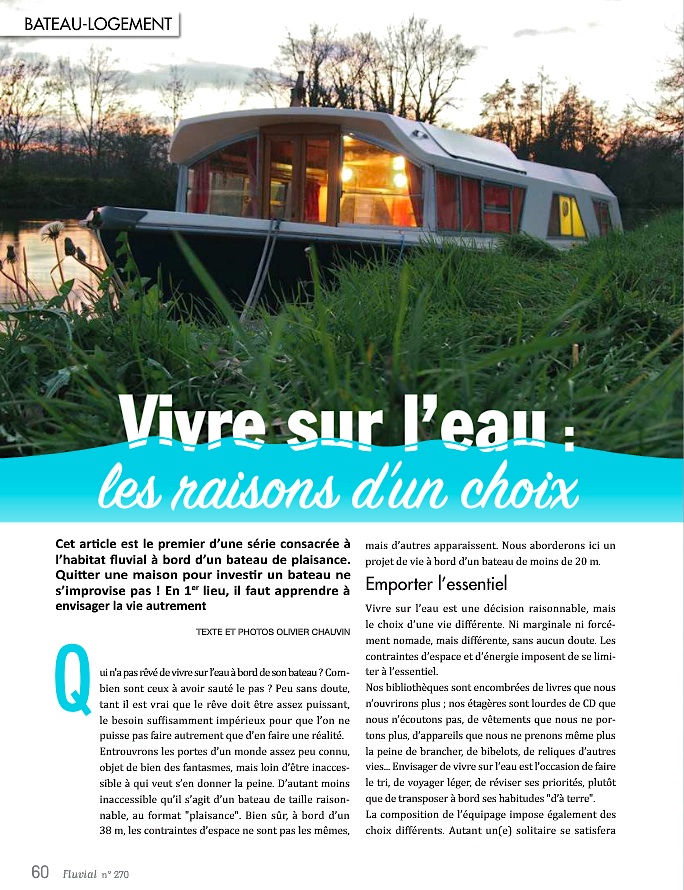 Vivre sur l'eau, les raisons d'un choix (Fluvial n°270)