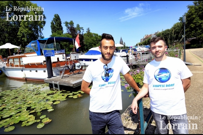 Kévin et Geoffrey, créateurs de Nautic Boat, plateforme de location de bateau entre particuliers, à Metz. (Photo archives Anthony PICORÉ)