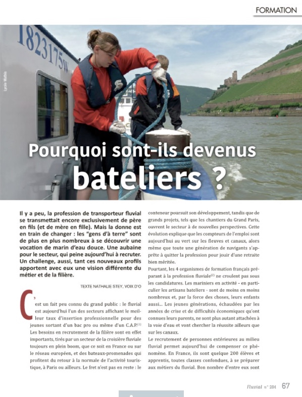 Pourquoi sont-ils devenus bateliers ? Fluvial n°284