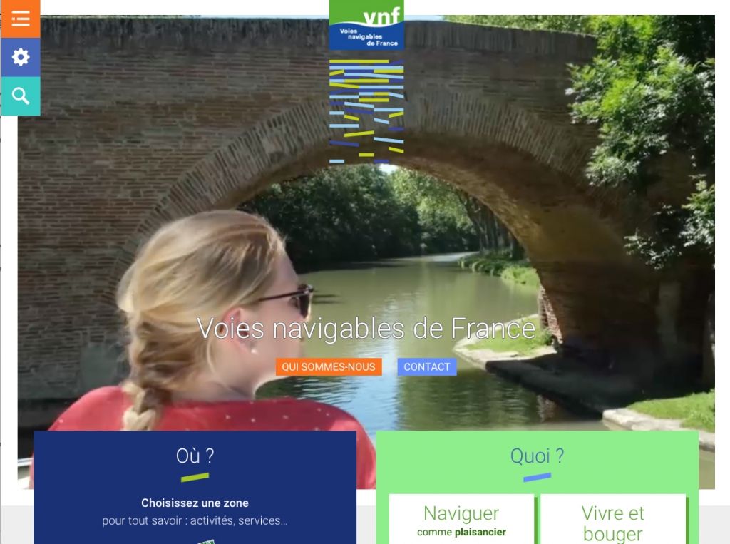 Page d'accueil du nouveau site Internet de VNF