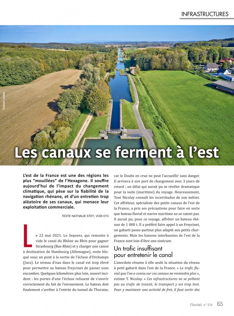 Les canaux se ferment à l'Est - Fluvial 314