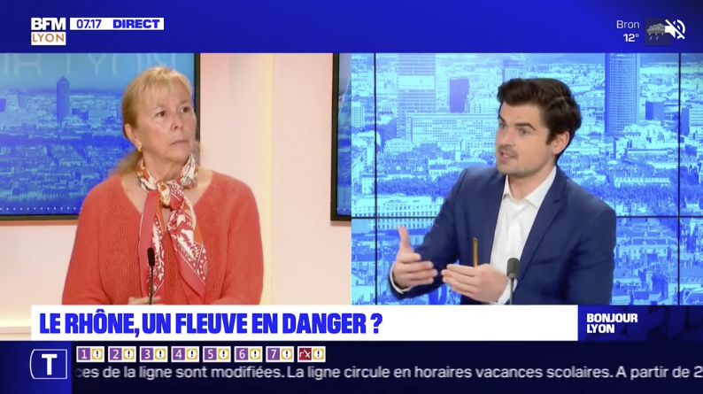 Elisabeth Ayrault, présidente du directoire de la Compagnie nationale du Rhône (CNR), vient de publier un ouvrage pour alerter sur l'état des fleuves. Elle met en garde contre les conséquences du réchauffement climatique. (Capture vidéo BFM)